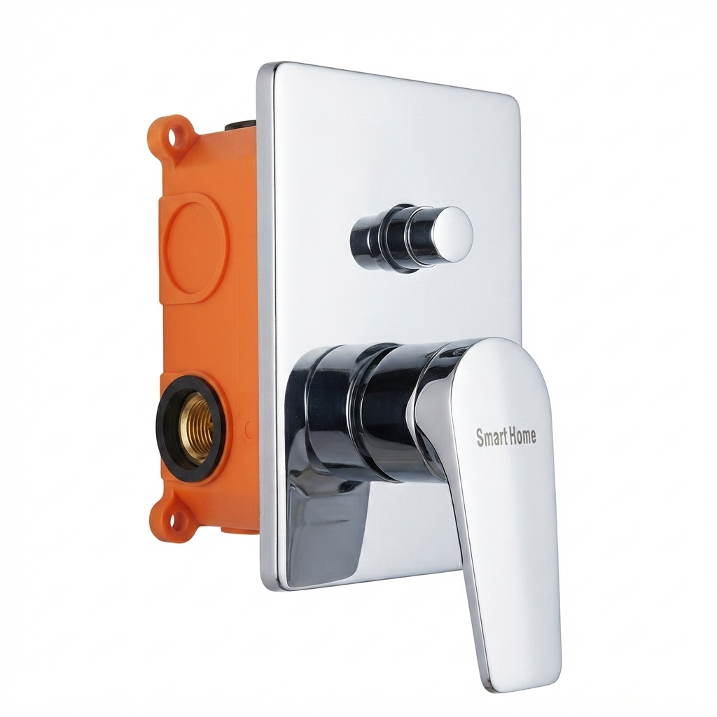 خلاط دفن مربع كروم سمارت هوم 2 مخرج وش بالمحول و الجسم 371010037 SmartHome