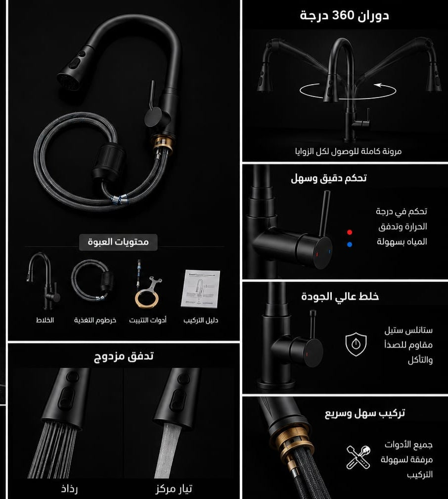خلاط شيف سحاب عكاز اسود من جلورى