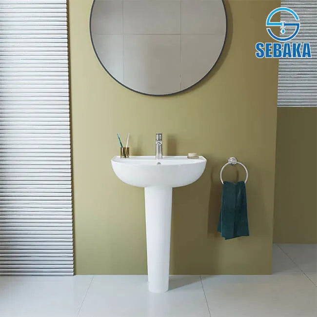 حوض فيجا 230360 مقاس 60 × 50 سم بالعامود الطويل من سانى بيور