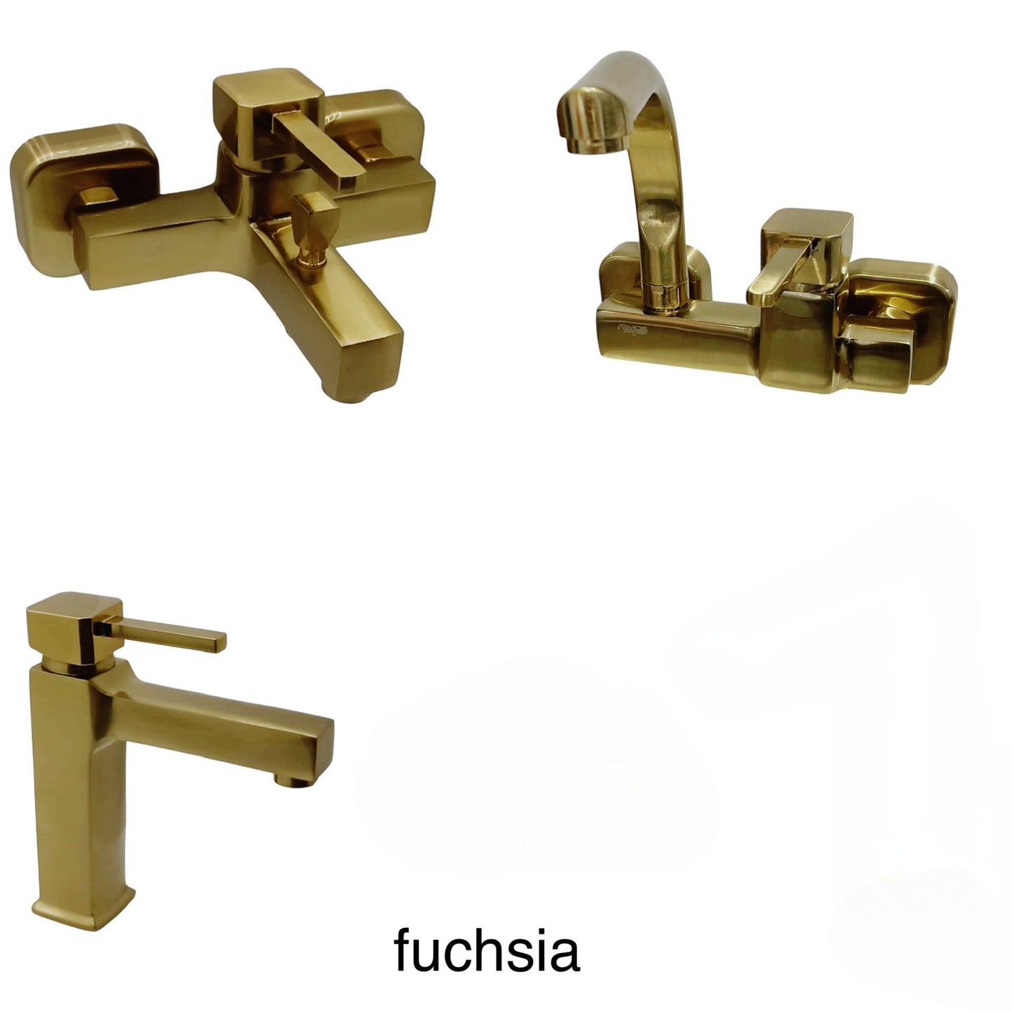 طقم خلاط مكون من 3قطع موديل Fuschsia (خلاط بانيو +خلاط مطبخ حائطى+خلاط مسبك )لون جولد من أرموس تركى