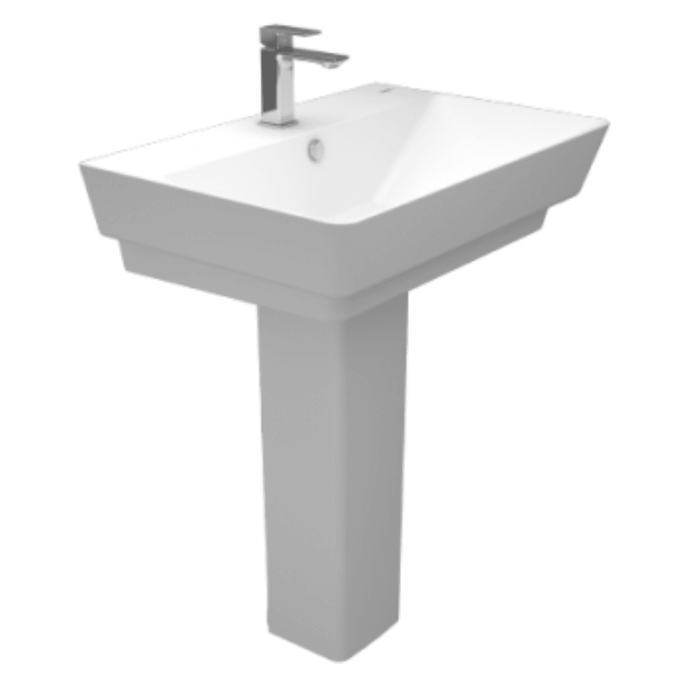 حوض كيبلر 041980 بالفايظ بفتحة للخلاط مقاس 80 × 49 سم بالعامود من ساني بيور