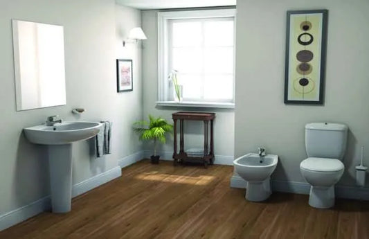 طقم حمام صوفيا مرحاض كامل سيديلى - و حوض  مقاس 62 سم بالعامود الطويل من أيديال ستاندرد