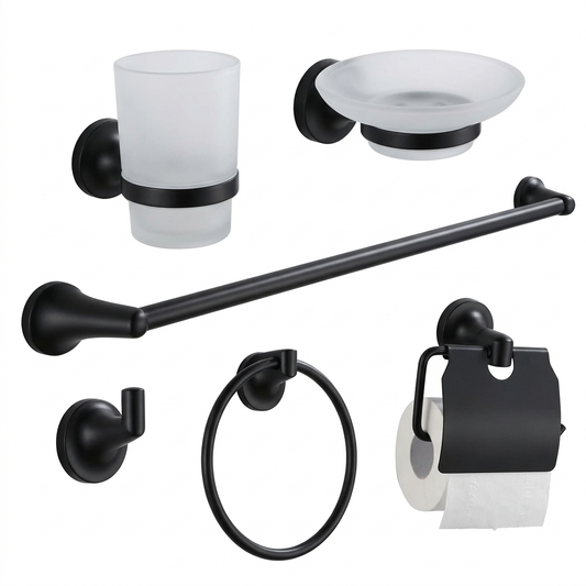 طقم اكسسوارات حمام 6 قطع IN160 اللون أسود من انفينيتي