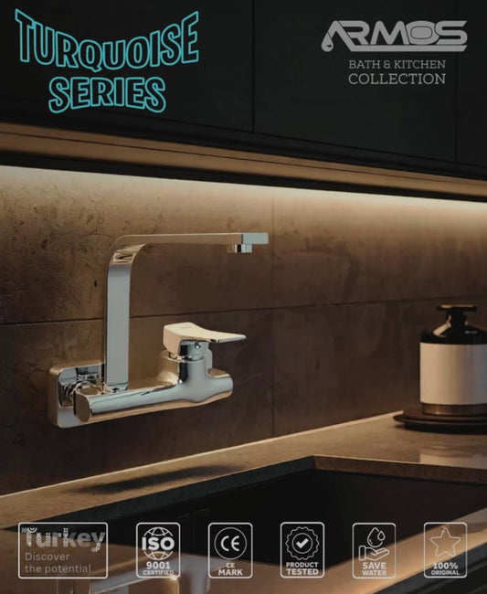 خلاط مطبخ حائطى من أرموس تركى موديل TURQUOISE لون نيكل