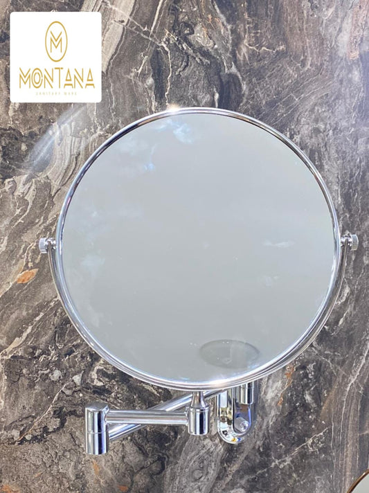 مرايا  مثبتة على الحائط من Montana  مع خاصية التكبير، مرايا دوارة 360 درجة قابلة للتمدد للحمام، لون نيكل