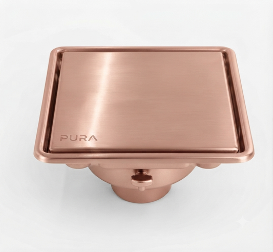 صفاية استانلس ستيل  15 × 15 بغطاء سادة FDS-61-15 RG بيورا روز جولد
