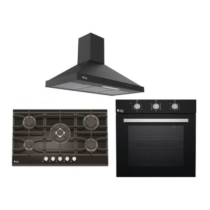 بيورتي فرن غاز بيلت ان 60 سم ومسطح غاز 90 سم وشفاط هرمي 90 سم بقوة 650 م3/ساعة HPT939G