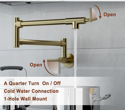 Pot Filler حنفية بوتاجاز / حنفية حوض مطبخ تركب فوق بوتجاز مثبته علي الحائط قابل للطي لون دهبى