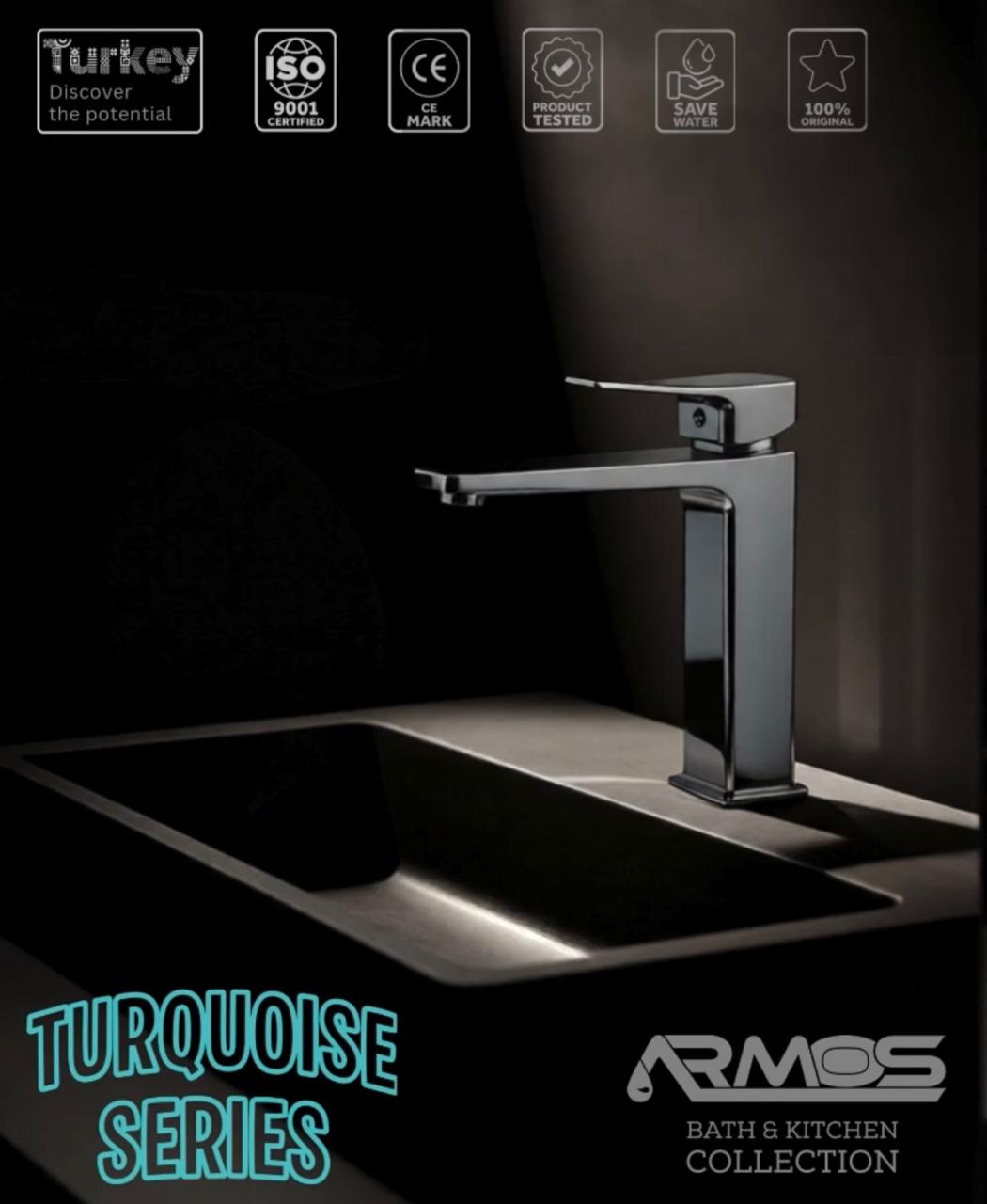 خلاط حوض مسبك من أرموس تركى موديل TURQUOISE لون نيكل