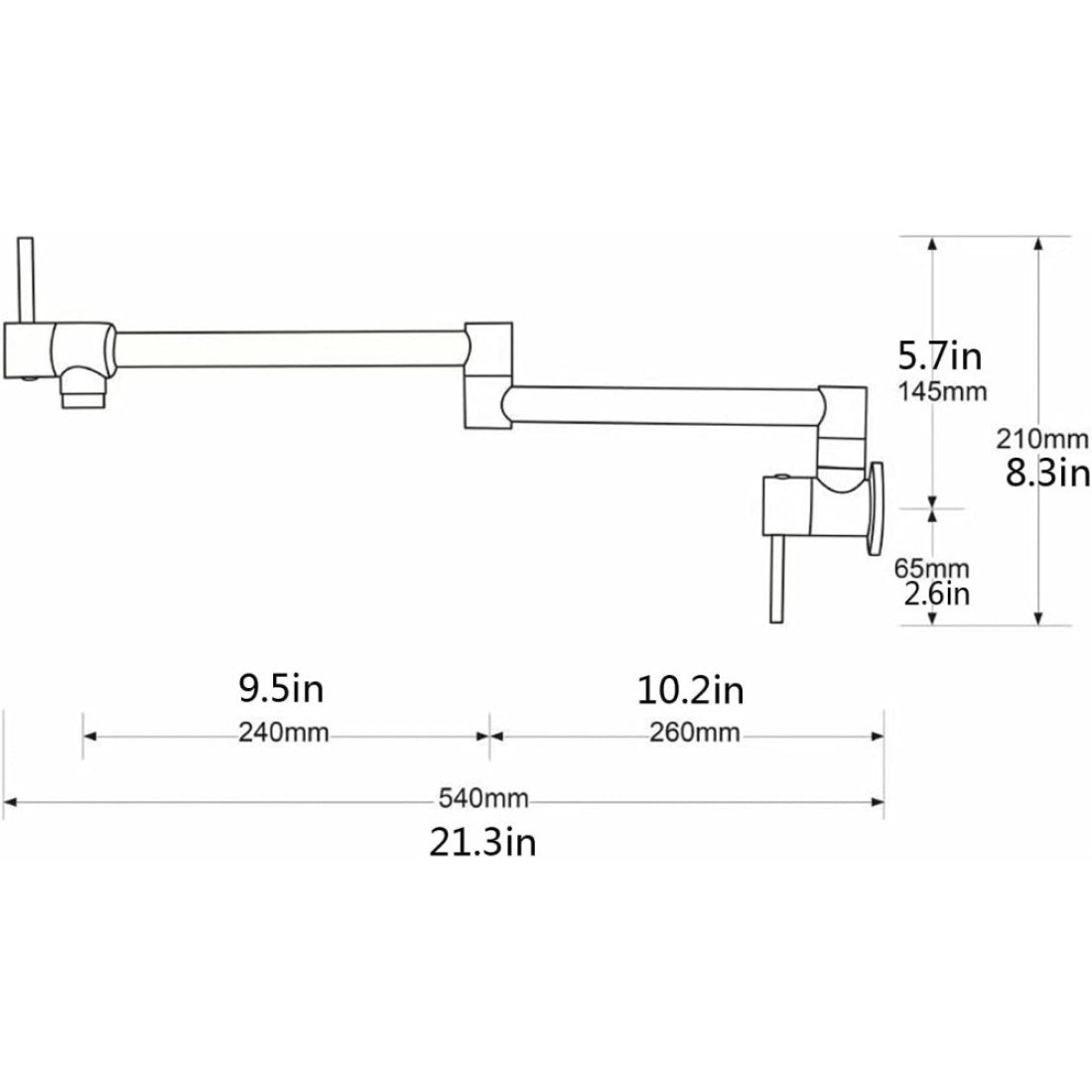 Pot Filler حنفية بوتاجاز / حنفية  مطبخ حديث مثبت على الحائط قابل للطي يركب فوق بوتاجاز من النيكل المصقول اللون استلس كروم