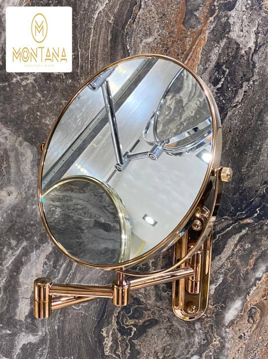 مرايا  مثبتة على الحائط من Montana  مع خاصية التكبير، مرايا دوارة 360 درجة قابلة للتمدد للحمام، لون  روز جولد