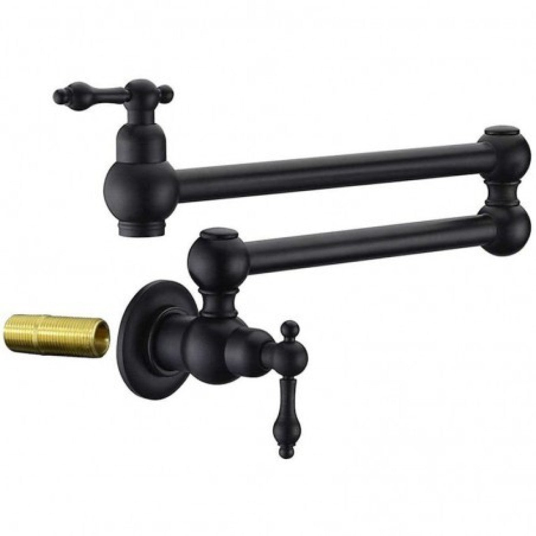 Pot Filler حنفية بوتاجاز كلاسيك / حنفية مطبخ حديث مثبت على الحائط تركب فوق البوتاجاز قابل للطي اللون اسود