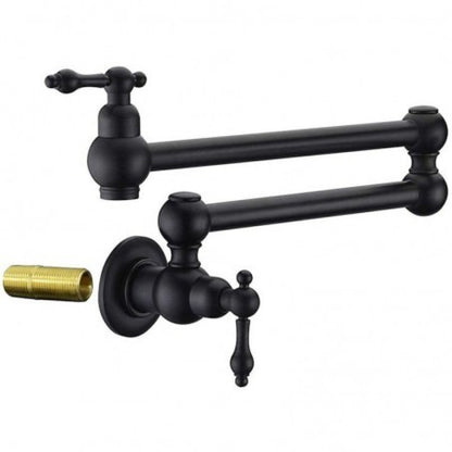 Pot Filler حنفية بوتاجاز كلاسيك / حنفية مطبخ حديث مثبت على الحائط تركب فوق البوتاجاز قابل للطي اللون اسود