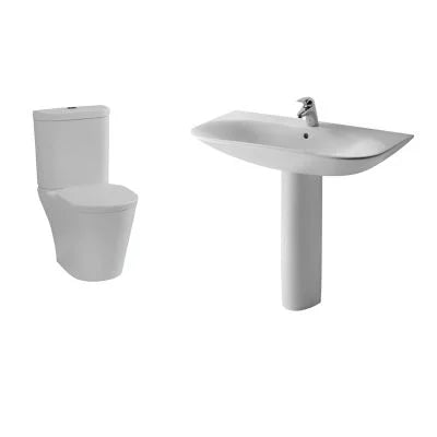 طقم حمام تونك Tonicقاعدة كاملة سيدالى ذاتى الغلق بالحوض 60سم بالعمود الطويل من ايديال ستاندرد لون ابيض