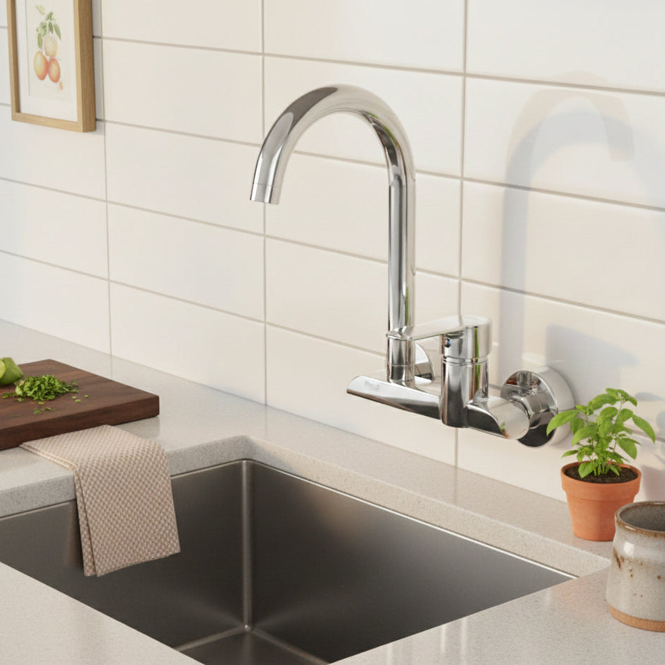 خلاط مطبخ حائطى موديل Yellow من أرموس تركى لون نيكل ARMOS